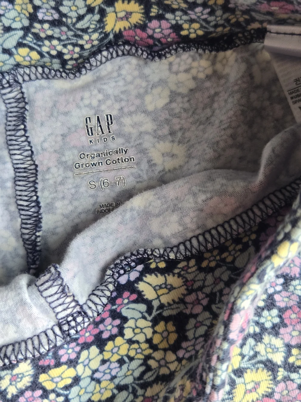 GAP Organic Cotton Floral Purple Kids Leggings with Yellow and Pink Flowers